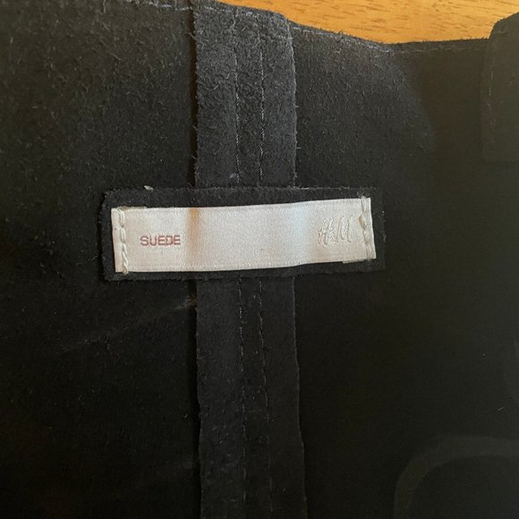 NWOT H&M black suede leather tote bag with fringe - Picture 4 of 5